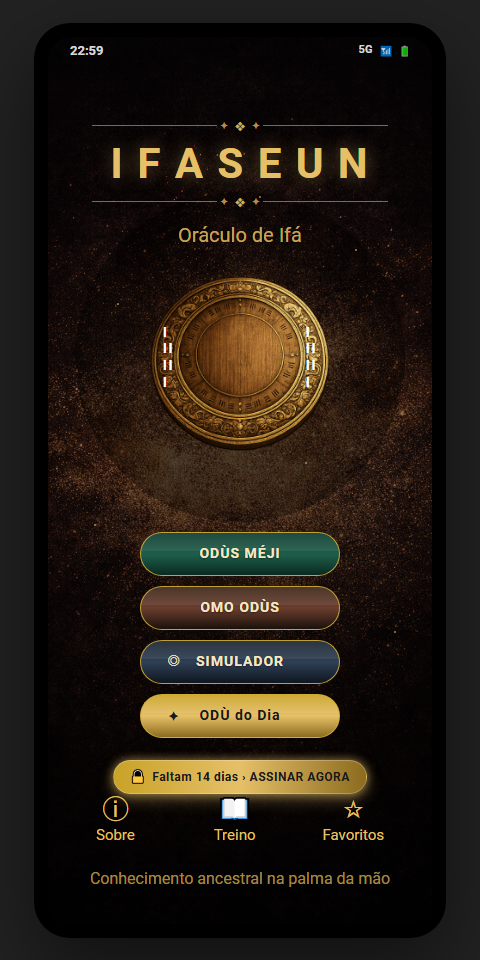 Tela inicial do app com botão Treino